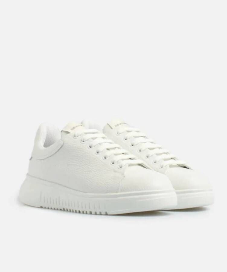 Emporio Armani Witte Sneakers met Logo Rubberen Zool White Heren