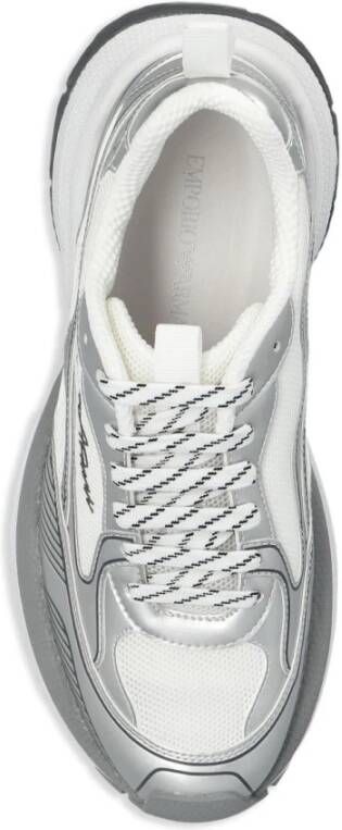 Emporio Armani Zilveren Sneakers met Witte Details