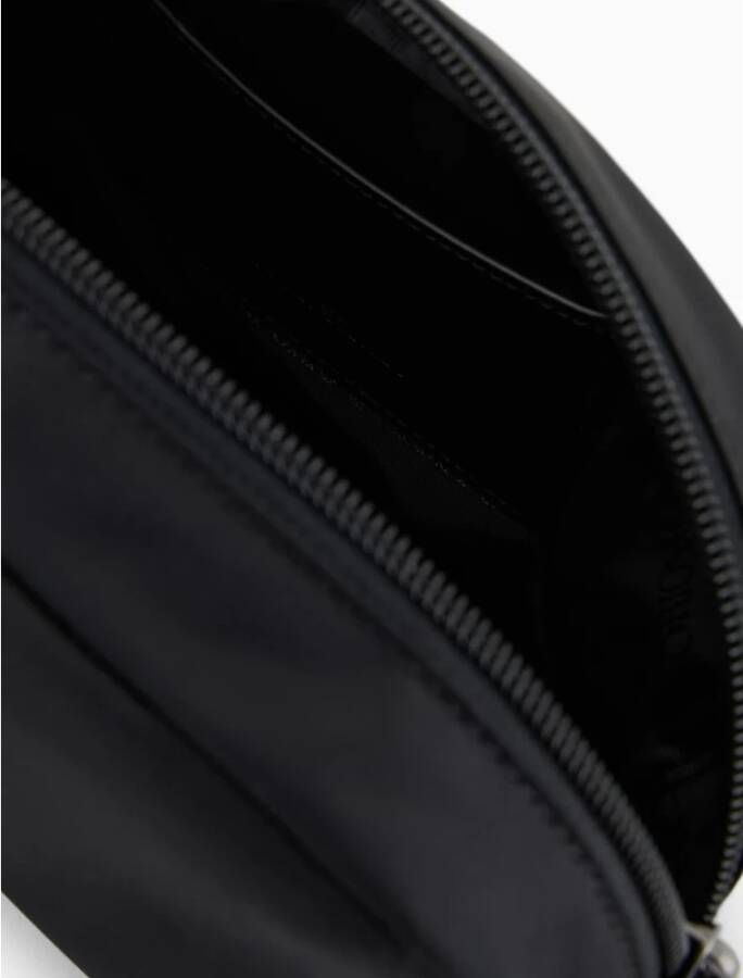 Emporio Armani Zwart Leren Adelaar Rits Armband
