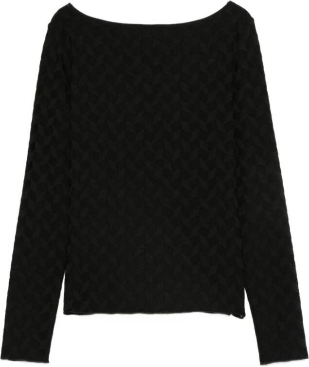 Emporio Armani Zwarte Boothals Trui Geometrisch