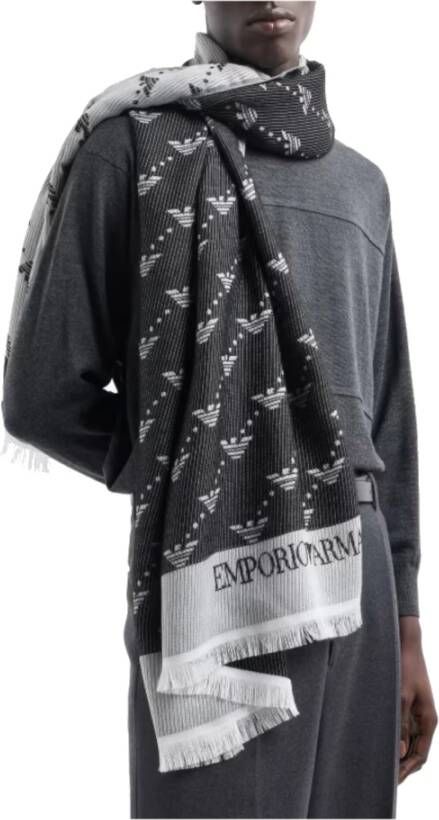 Emporio Armani Zwarte Jacquard Adelaar Stola