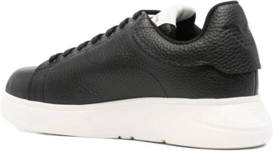 Emporio Armani Zwarte Leren Sneakers Exclusieve Stijl