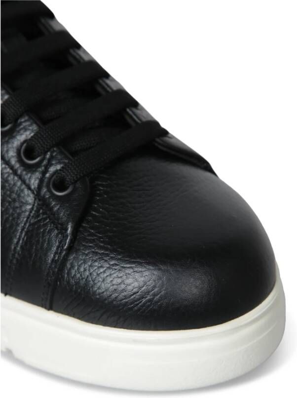 Emporio Armani Zwarte leren sneakers met stevige zool Black Heren