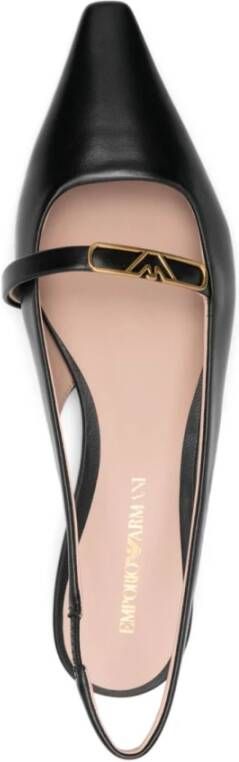Emporio Armani Zwarte platte schoenen met slingback-band
