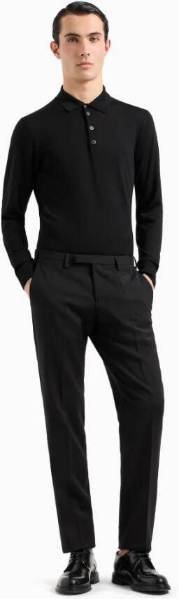Emporio Armani Zwarte Polotrui met Geborduurde Adelaar