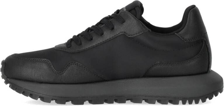 Emporio Armani Zwarte Recy Saffiano Sneaker met Logo Black Heren