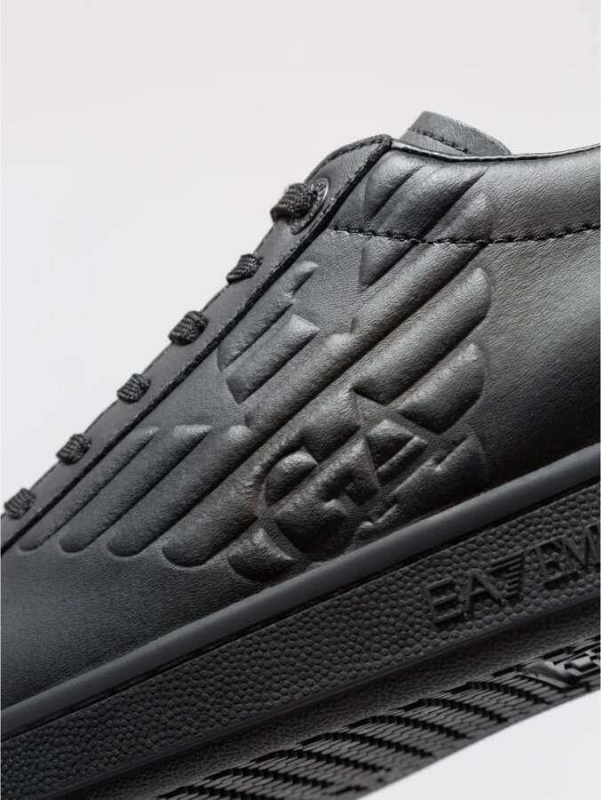 Emporio Armani Zwarte Ronde Neus Veterschoenen
