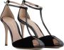 Emporio Ar i Zwarte Velvet T-Bar Stiletto Hakken - Thumbnail 2