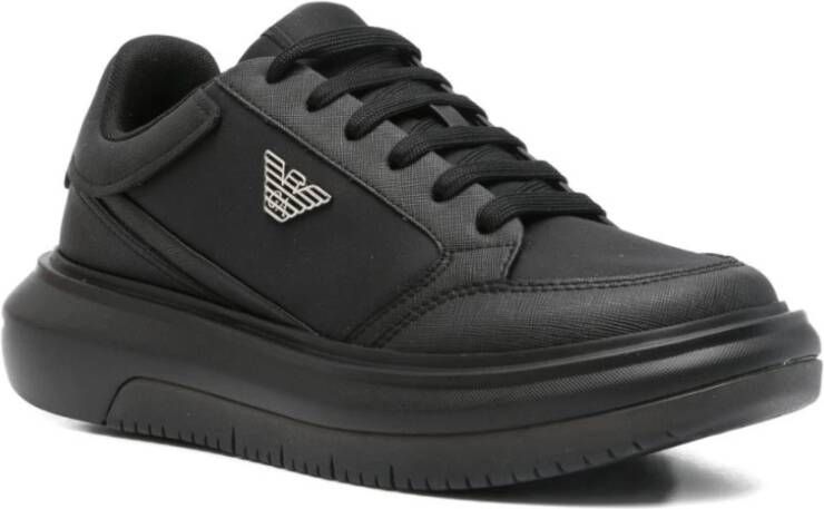 Emporio Armani Zwarte Zijde & Nylon Sneakers