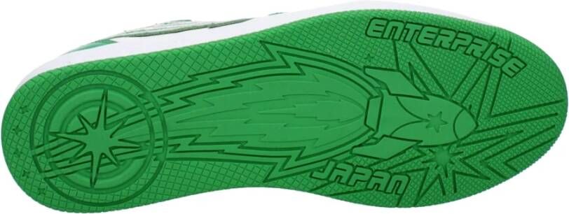 Enterprise Japan Groene leren sneakers Casual Vetersluiting