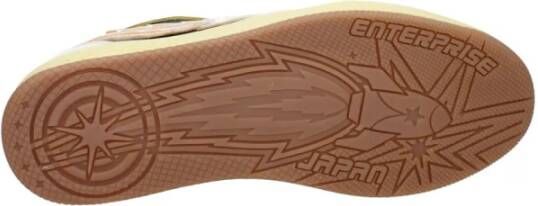 Enterprise Japan Groene leren sneakers met voor- en achterdetail