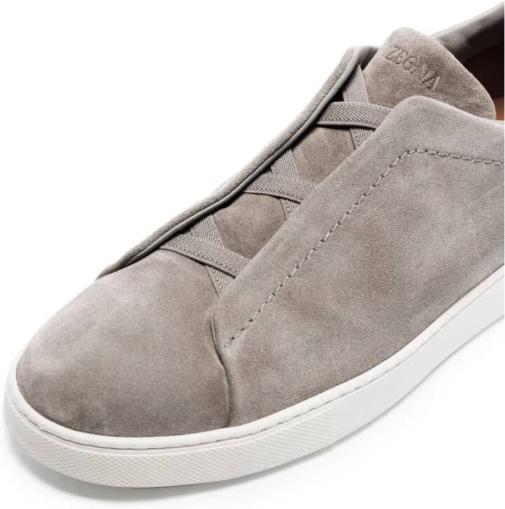 Ermenegildo Zegna Grijze Suède Slip-On Sneakers Gray Heren