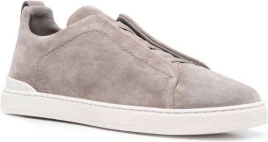Ermenegildo Zegna Suède Veterschoenen met Gestikte Profielen Gray Heren