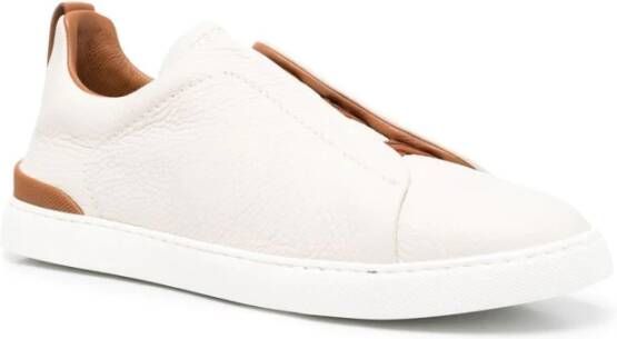 Ermenegildo Zegna Italiaanse leren sneakers Beige Heren