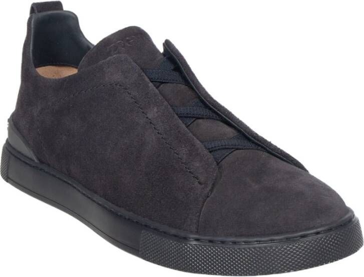 Ermenegildo Zegna Lage Top Triple Stitch Sneakers Blauw Heren