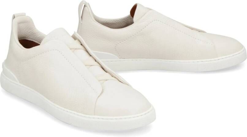 Ermenegildo Zegna Triple Stitch Leren Sneakers Blue Heren