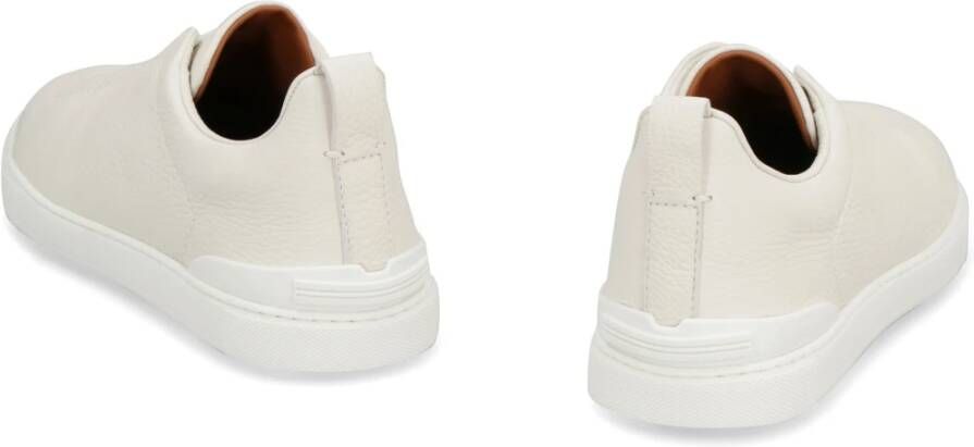 Ermenegildo Zegna Triple Stitch Leren Sneakers Blue Heren