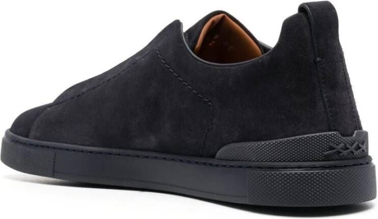 Ermenegildo Zegna Suede Triple Stitch Sneakers Blauw Heren