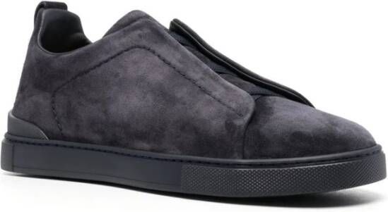 Ermenegildo Zegna Suede Triple Stitch Sneakers Blauw Heren