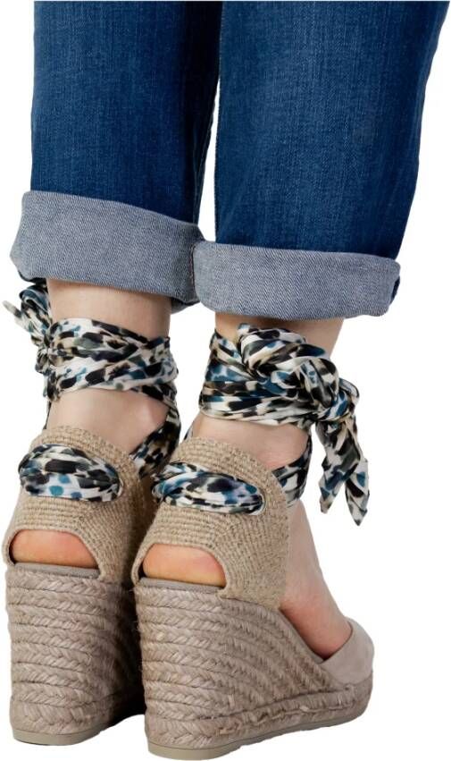 Espadrilles Leren Hakken Schoenen Lente Zomer Collectie Gray Dames