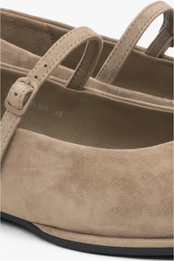 Estro Beige ballerina's voor dames met gesp gemaakt van zacht fluweel