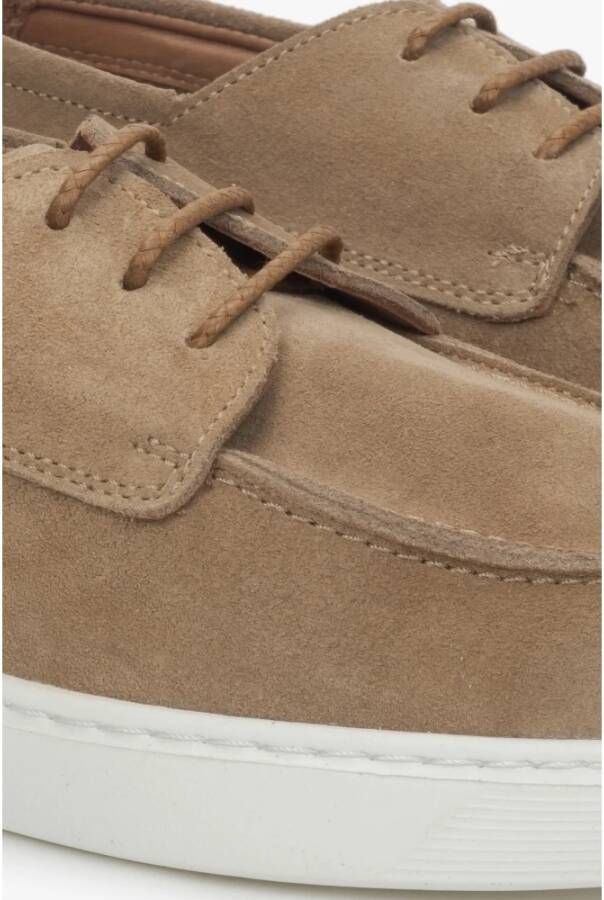 Estro Beige Derby Schoenen voor Heren gemaakt van Echt Velours