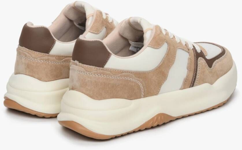 Estro Dames Beige & Wit Velours & Leren Lage Sneakers Er00112595 Multicolor Dames