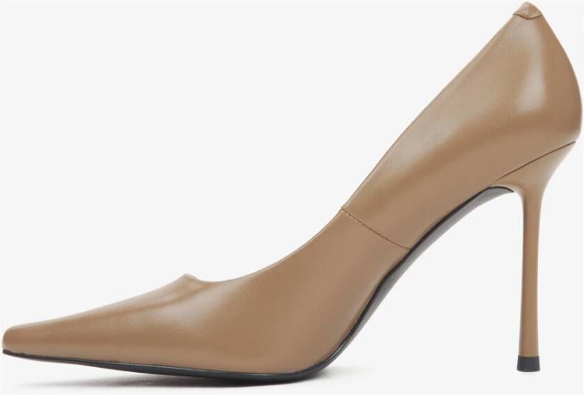 Estro Beige Hoge Hakken Pumps voor Dames gemaakt van Echt Leer Beige Dames