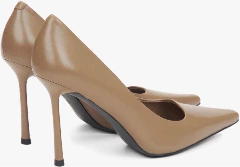 Estro Beige Hoge Hakken Pumps voor Dames gemaakt van Echt Leer Beige Dames