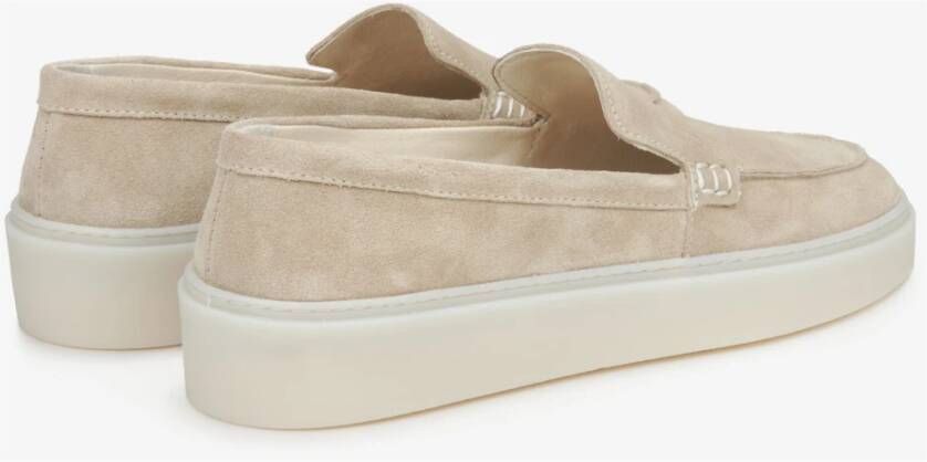 Estro Beige Italiaanse Velours Damesloafers Beige Dames