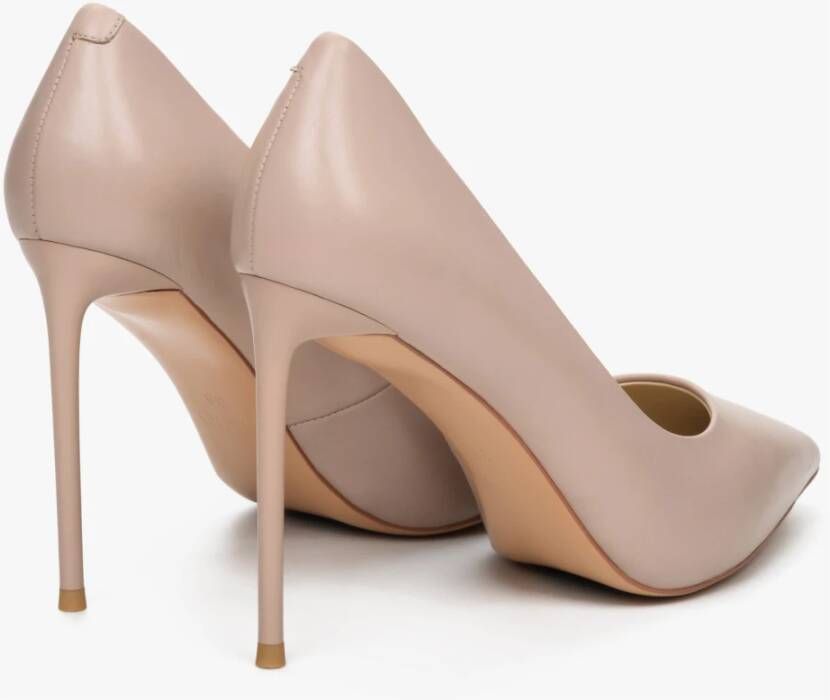 Estro Dames Beige Leren Puntige Neus Hoge Hakken Er00111716 Beige Dames
