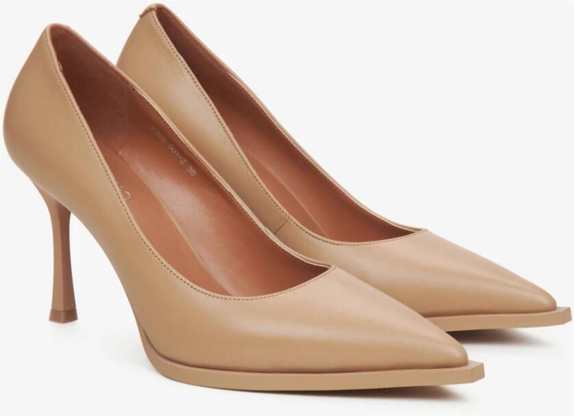 Estro Dames Beige Echt Lederen Pumps Met Puntige Neus Er00115741 Beige Dames