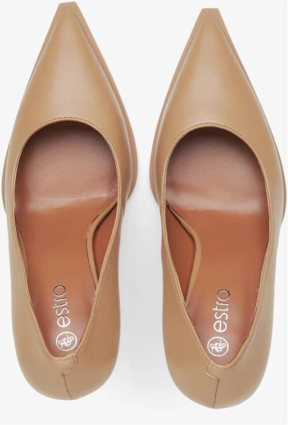 Estro Dames Beige Echt Lederen Pumps Met Puntige Neus Er00115741 Beige Dames