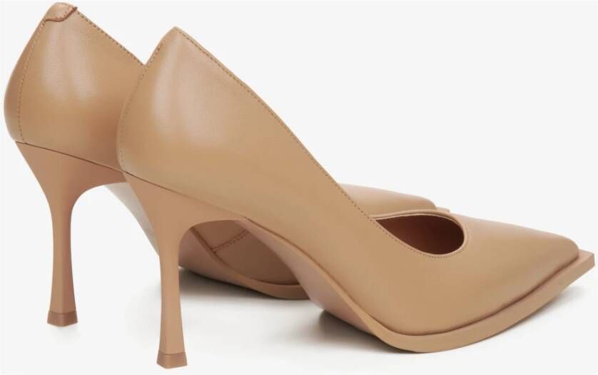 Estro Dames Beige Echt Lederen Pumps Met Puntige Neus Er00115741 Beige Dames