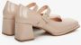 Estro Dames Beige Mary Jane Pumps gemaakt van Patent Echt Leer Er00114168 Beige Dames - Thumbnail 5
