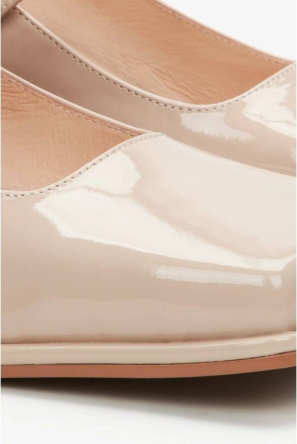 Estro Dames Beige Mary Jane Pumps gemaakt van Patent Echt Leer Er00114168 Beige Dames