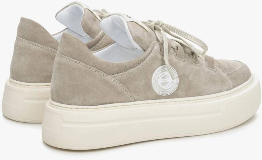 Estro Beige Velours Platform Sneakers Beige Dames