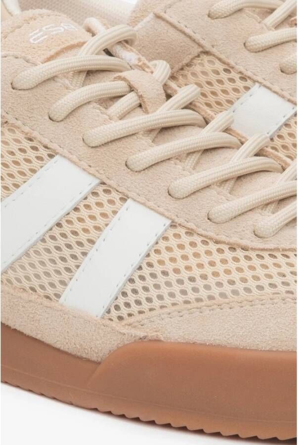 Estro Beige Velours Sneakers met Ademend Mesh