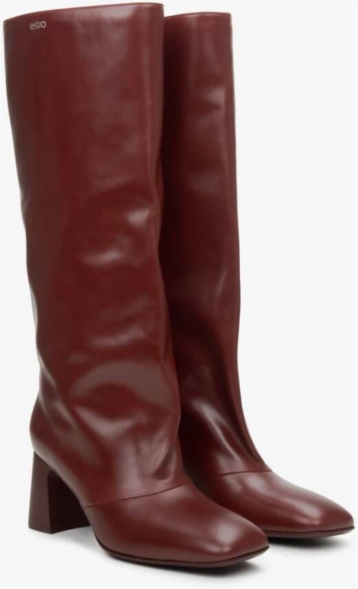 Estro Dames Oversized Laarzen gemaakt van Bourgondisch Echt Leer Er00114318 Red Dames
