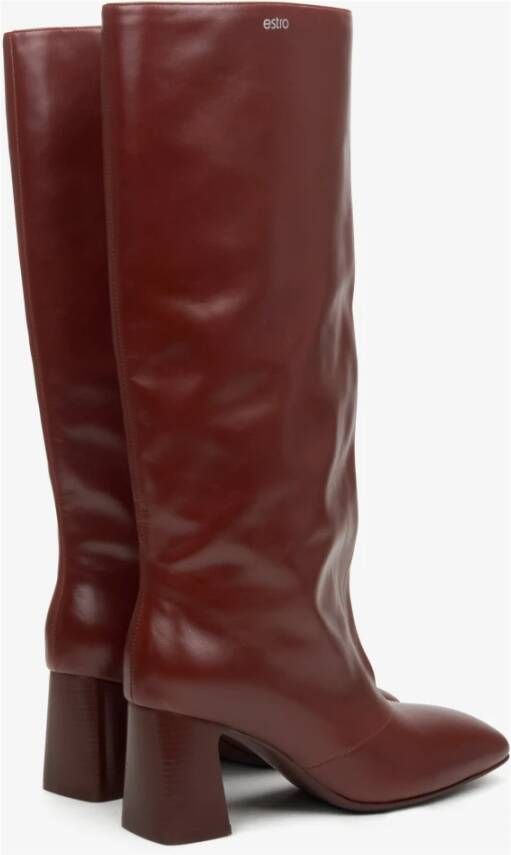 Estro Dames Oversized Laarzen gemaakt van Bourgondisch Echt Leer Er00114318 Red Dames