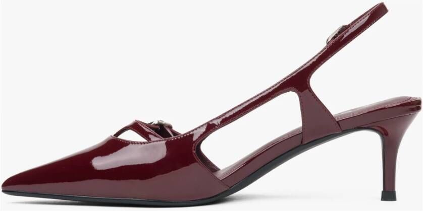 Estro Bourgondisch leren slingback lage hak pumps voor dames Red Dames