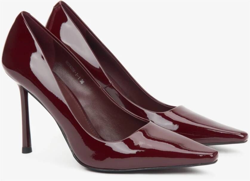 Estro Bourgondische Hoge Hakken Pumps voor Dames gemaakt van Lakleer Red Dames