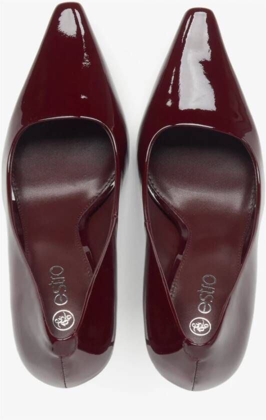 Estro Bourgondische Hoge Hakken Pumps voor Dames gemaakt van Lakleer Red Dames