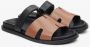 Estro Dames Bruin & Zwart Leren Slide Sandalen Er00115100 Multicolor Dames - Thumbnail 2