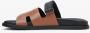 Estro Dames Bruin & Zwart Leren Slide Sandalen Er00115100 Multicolor Dames - Thumbnail 3