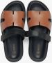 Estro Dames Bruin & Zwart Leren Slide Sandalen Er00115100 Multicolor Dames - Thumbnail 4
