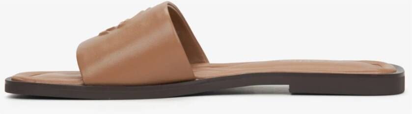 Estro Dames Bruin Leren Slides Er00115489 Brown Dames