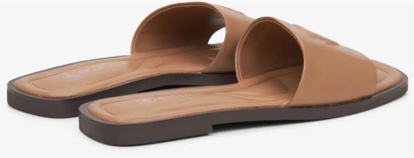 Estro Dames Bruin Leren Slides Er00115489 Brown Dames