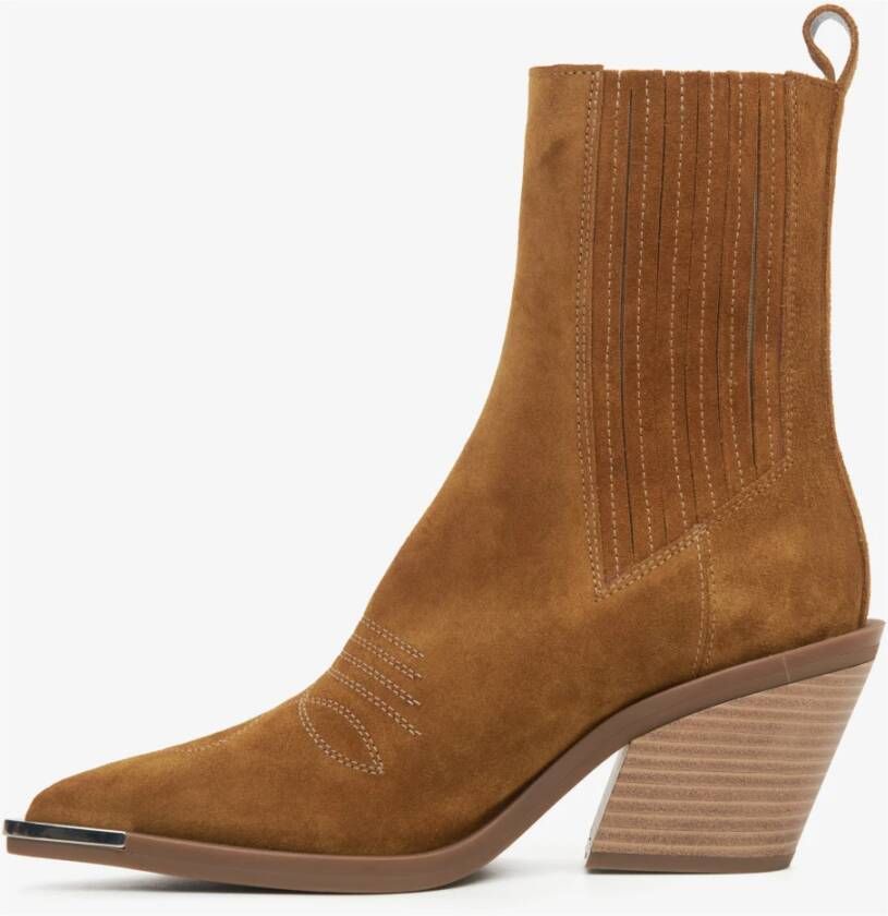 Estro Dames Bruine Cowboy Laarzen gemaakt van Italiaans Echt Velours Er00115838 Brown Dames