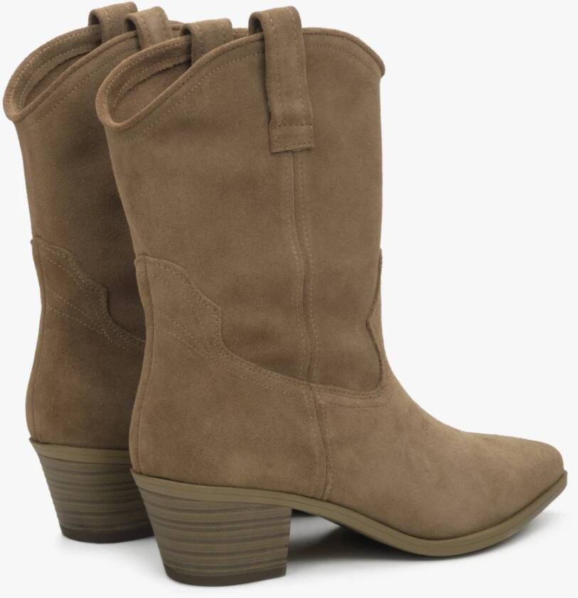 Estro Dames Bruine Laag Uitgesneden Cowboy Laarzen gemaakt van Echt Suède Er00114335 Brown Dames